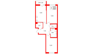 Квартира в ЖК Кинопарк, 2 комнатная, 58.2 м², 7 этаж