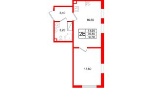 Квартира в ЖК Октябрьская Набережная ЖК, 1 комнатная, 36.8 м², 18 этаж