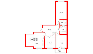 Квартира в ЖК Квартал Заречье, 3 комнатная, 80.28 м², 5 этаж