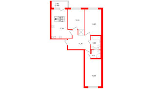 Квартира в ЖК Квартал Заречье, 3 комнатная, 81.22 м², 4 этаж