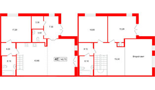 Апартаменты в ЖК «Репин», 3 комнатные, 142.7 м², 1 этаж