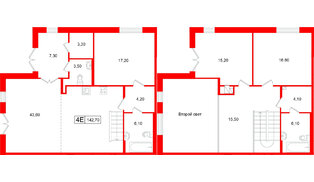 Апартаменты в ЖК «Репин», 3 комнатные, 142.7 м², 1 этаж