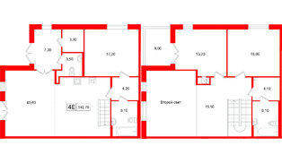 Апартаменты в ЖК «Репин», 3 комнатные, 142.7 м², 1 этаж