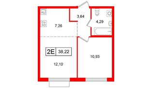 Квартира в ЖК «Таллинский парк», 1 комнатная, 38.22 м², 12 этаж