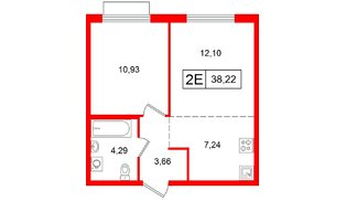 Квартира в ЖК «Таллинский парк», 2 комнатная, 57.47 м², 4 этаж