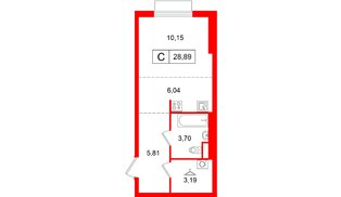 Квартира в ЖК Таллинский парк, студия, 28.89 м², 12 этаж