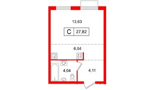 Квартира в ЖК «Таллинский парк», 1 комнатная, 34.51 м², 3 этаж