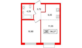 Квартира в ЖК «Таллинский парк», 1 комнатная, 36.27 м², 12 этаж