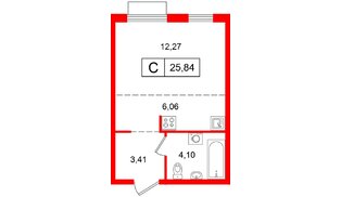 Квартира в ЖК «Таллинский парк», студия, 25.84 м², 7 этаж