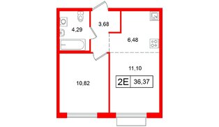 Квартира в ЖК Таллинский парк, 1 комнатная, 36.37 м², 7 этаж