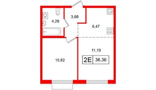 Квартира в ЖК Таллинский парк, 1 комнатная, 36.36 м², 12 этаж