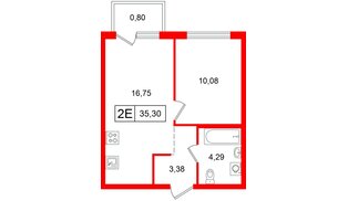 Квартира в ЖК «Таллинский парк», 1 комнатная, 35.3 м², 10 этаж