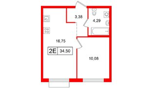 Квартира в ЖК «Таллинский парк», 1 комнатная, 34.5 м², 10 этаж