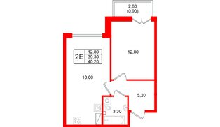 Квартира в ЖК Кронунг Юг, 1 комнатная, 40.2 м², 3 этаж