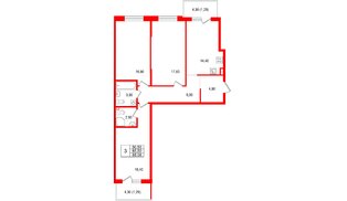Квартира в ЖК Лисино, 3 комнатная, 94.1 м², 2 этаж
