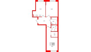 Квартира в ЖК Лисино, 2 комнатная, 62.1 м², 1 этаж