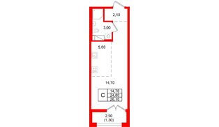 Квартира в ЖК «Кронунг Юг», студия, 26.1 м², 3 этаж