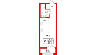 Квартира в ЖК «Кронунг Юг», студия, 26.1 м², 5 этаж