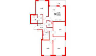 Квартира в ЖК Любоград, 4 комнатная, 101.77 м², 2 этаж