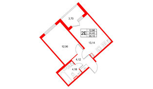 Квартира в ЖК Любоград, 1 комнатная, 38.1 м², 3 этаж