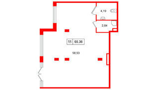 Помещение в ЖК «Дворцовый фасад╗, 65.36 м², 1 этаж