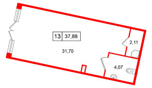 Помещение в ЖК «Дворцовый фасад╗, 37.88 м², 1 этаж