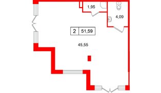 Помещение в ЖК «Дворцовый фасад╗, 51.59 м², 1 этаж