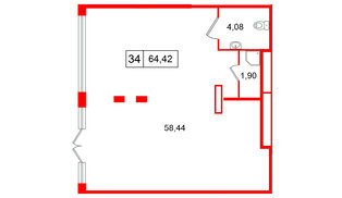 Помещение в ЖК Дворцовый фасад коммерческое, 64.42 м², 1 этаж