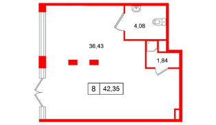 Помещение в ЖК «Дворцовый фасад╗, 42.35 м², 1 этаж