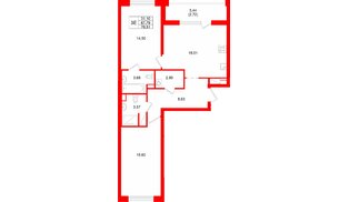 Квартира в ЖК Квартал «Новый Московский», 2 комнатная, 70.51 м², 10 этаж