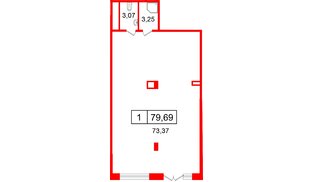 Помещение в ЖК Универ Сити, 79.69 м², 1 этаж