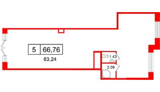 Помещение в ЖК Универ Сити, 66.76 м², 1 этаж