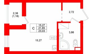 Квартира в ЖК Квартал «Новый Московский», студия, 23.03 м², 3 этаж