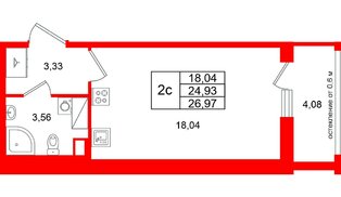 Квартира в ЖК «Город звёзд», студия, 24.93 м², 5 этаж