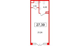 Помещение в ЖК «Дворцовый фасад», 27.39 м², 1 этаж