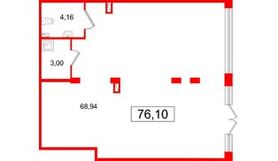 Помещение в ЖК «Дворцовый фасад», 76.1 м², 1 этаж