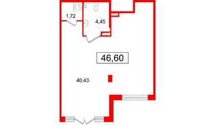 Помещение в ЖК «Дворцовый фасад», 46.6 м², 1 этаж