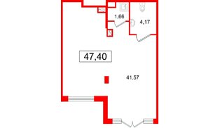 Помещение в ЖК «Дворцовый фасад», 47.4 м², 1 этаж
