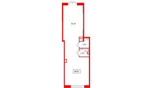 Помещение в ЖК Парадный ансамбль, 55.07 м², 1 этаж