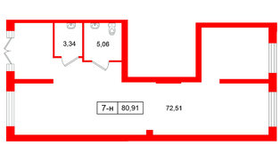 Помещение в ЖК Цивилизация на Неве, 80.91 м², 1 этаж