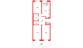 Квартира в ЖК Plus Пулковский, 3 комнатная, 81.23 м², 1 этаж