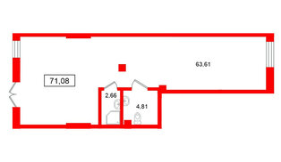 Помещение в ЖК Морская миля, 71.08 м², 1 этаж