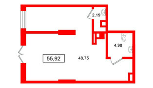 Помещение в ЖК Морская миля, 55.92 м², 1 этаж
