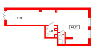 Помещение в ЖК Морская миля, 68.12 м², 1 этаж