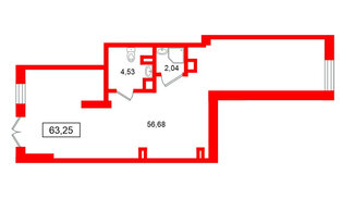Помещение в ЖК Морская миля, 63.25 м², 1 этаж