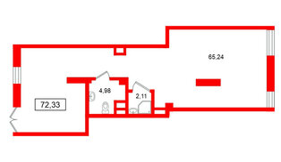 Помещение в ЖК Морская миля, 72.33 м², 1 этаж