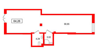 Помещение в ЖК Морская миля, 64.26 м², 1 этаж
