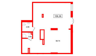 Помещение в ЖК Морская миля, 106.36 м², 1 этаж