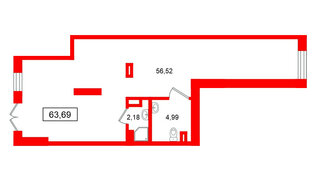 Помещение в ЖК Морская миля, 63.69 м², 1 этаж