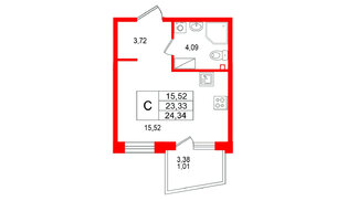 Квартира в ЖК Респект, студия, 24.34 м², 7 этаж